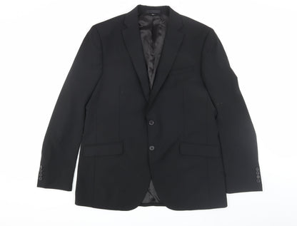 Additional front view of Autograph Men's Black 42 Long Blazer, Wool Blend