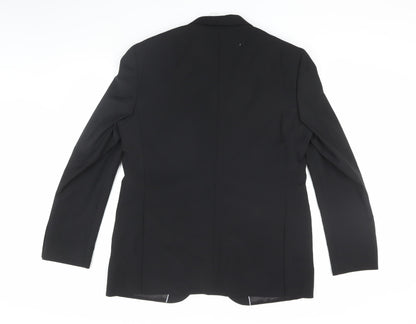 Back view of Autograph Men's Black 42 Long Blazer, Wool Blend