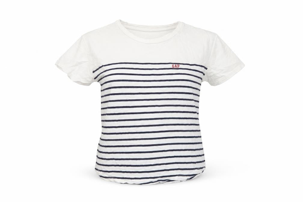 GAP Women's White Striped T-Shirt, Size S
