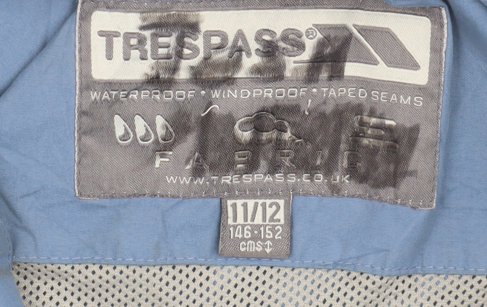 Trespass Kids Blue Waterproof Rain Jacket 11 Years