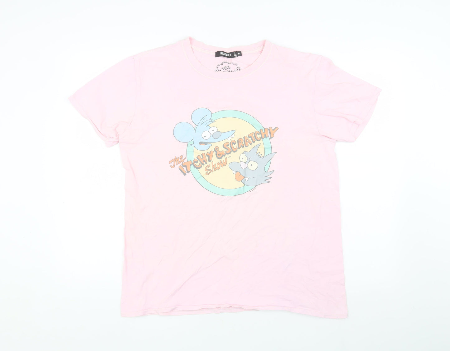 Missguided Women's Pink Cartoon T-Shirt M