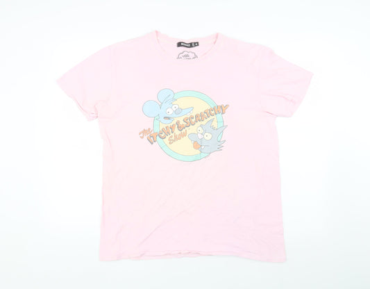 Missguided Women's Pink Cartoon T-Shirt M