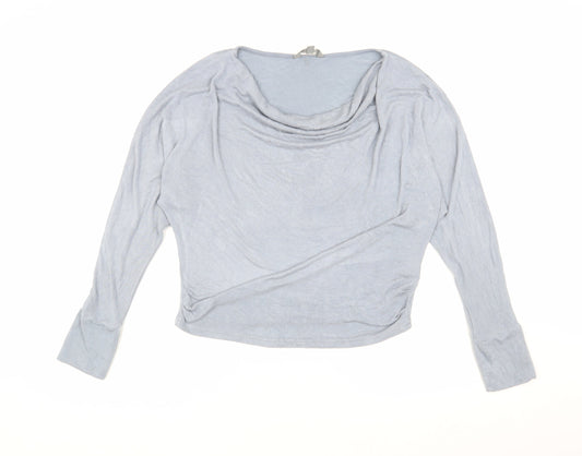 Lily and Me Women's Blue Cowl Neck Dolman Blouse 10