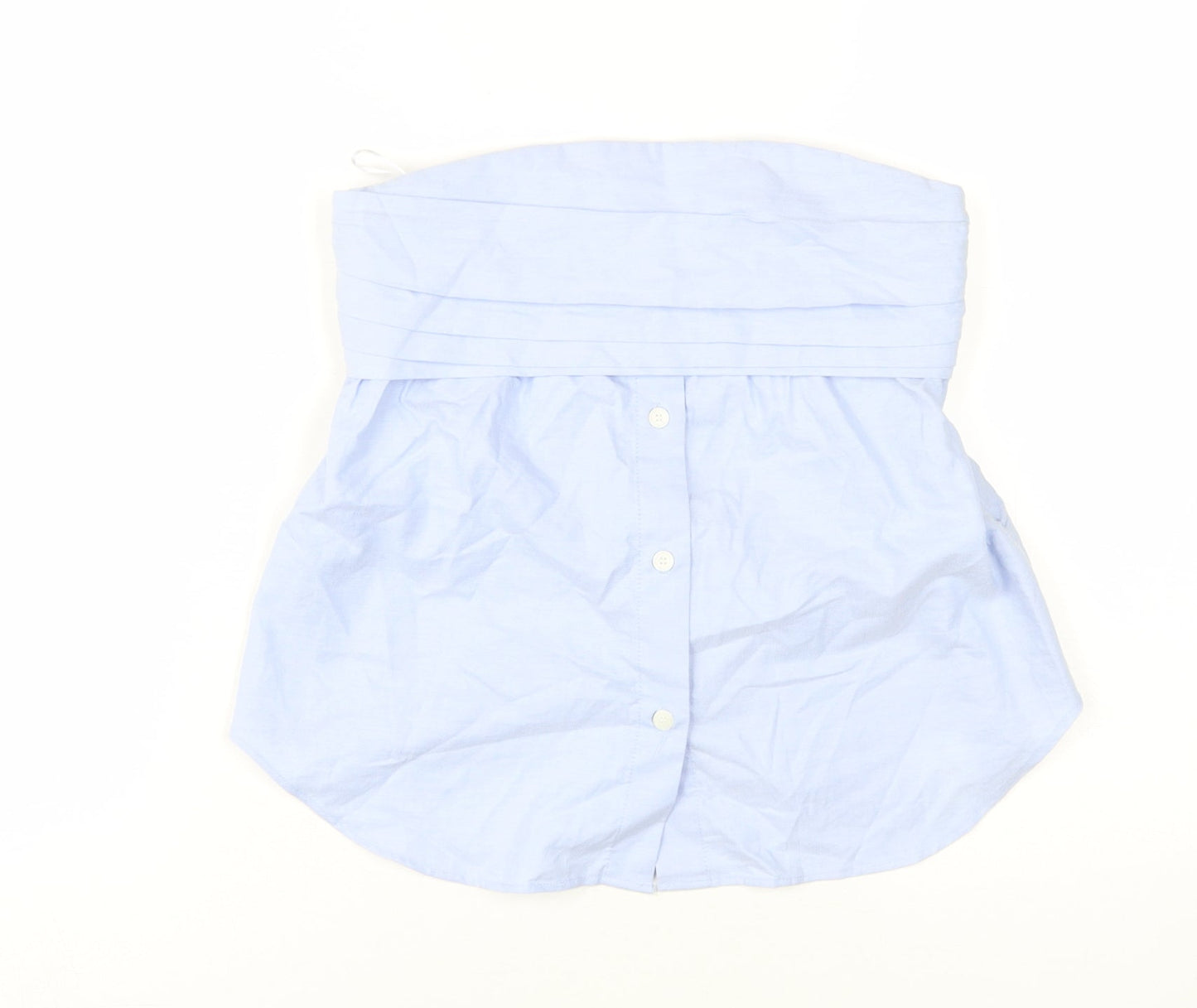 Zara Women Blue Cropped Blouse, Size 2, Strapless