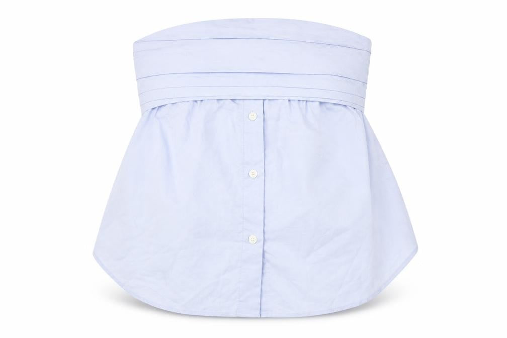 Zara Women Blue Cropped Blouse, Size 2, Strapless
