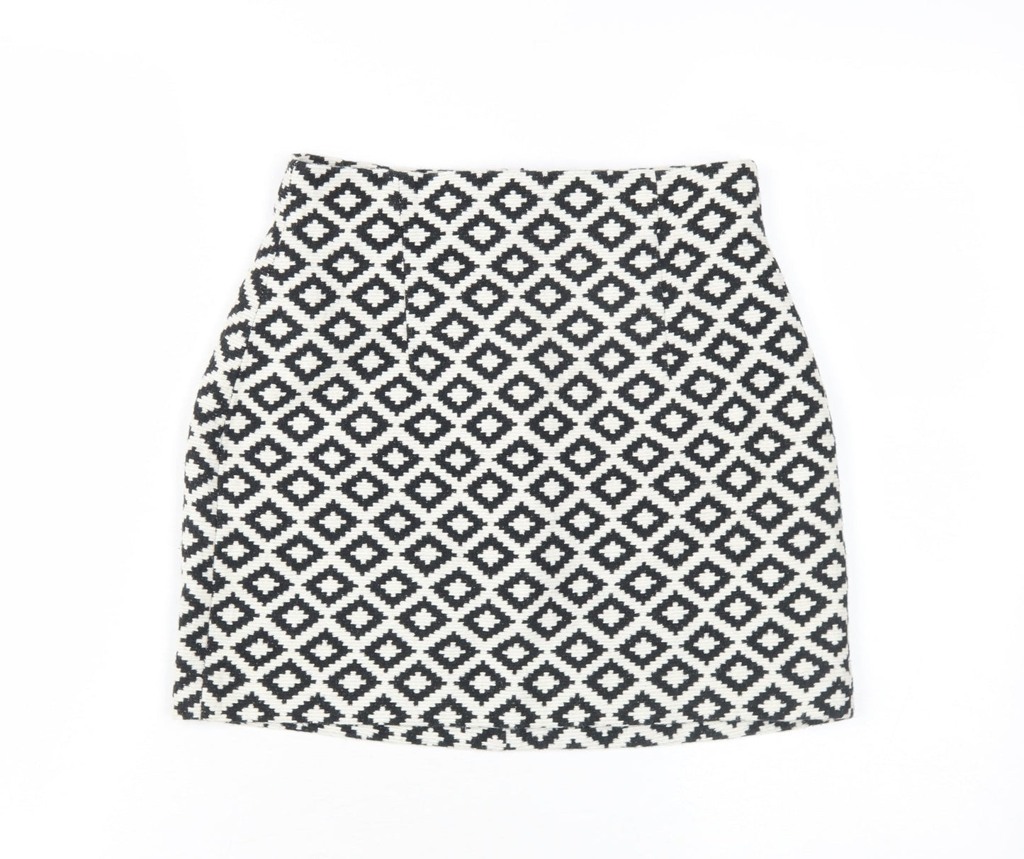 Zara Women Black White Geometric Pencil Skirt S