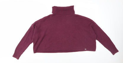 Hollister Women's Purple XS Roll Neck Pullover Jumper
