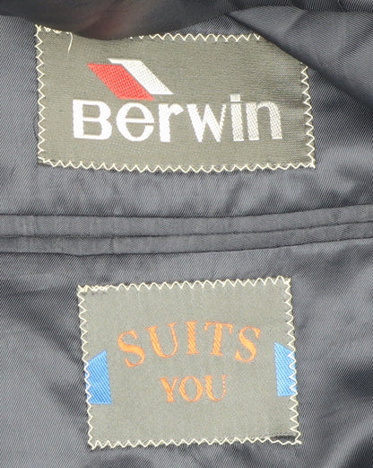 Berwin Men's Blue Wool Suit Jacket, Size 44R, Regular Fit