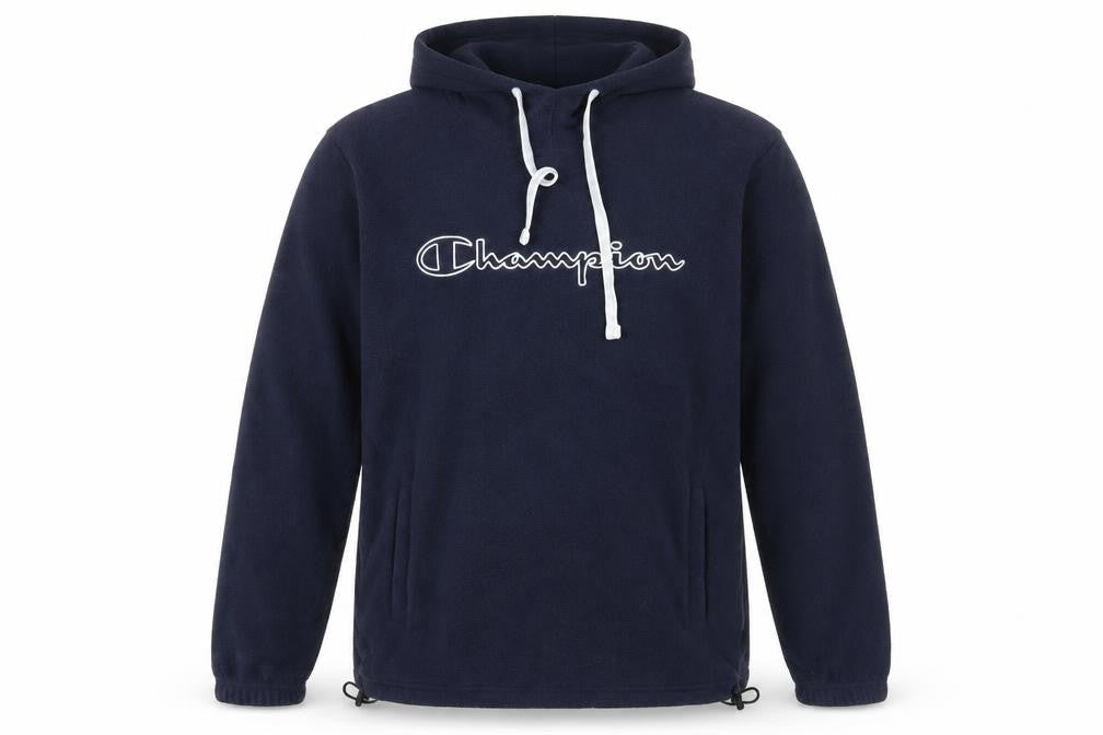Champion Men's Blue Pullover Hoodie with Logo - Size S