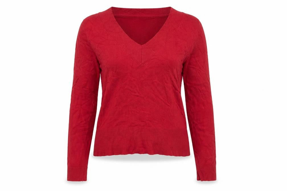 Kew Women’s Red V-Neck Pullover Jumper Size M