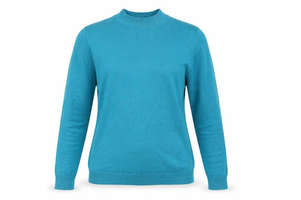 Bassini Women's Blue Mock Neck Pullover Jumper