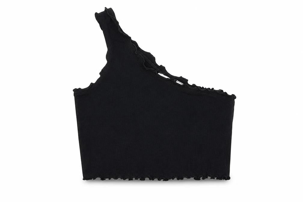 Collusion Women's Black Cropped One Shoulder Tank