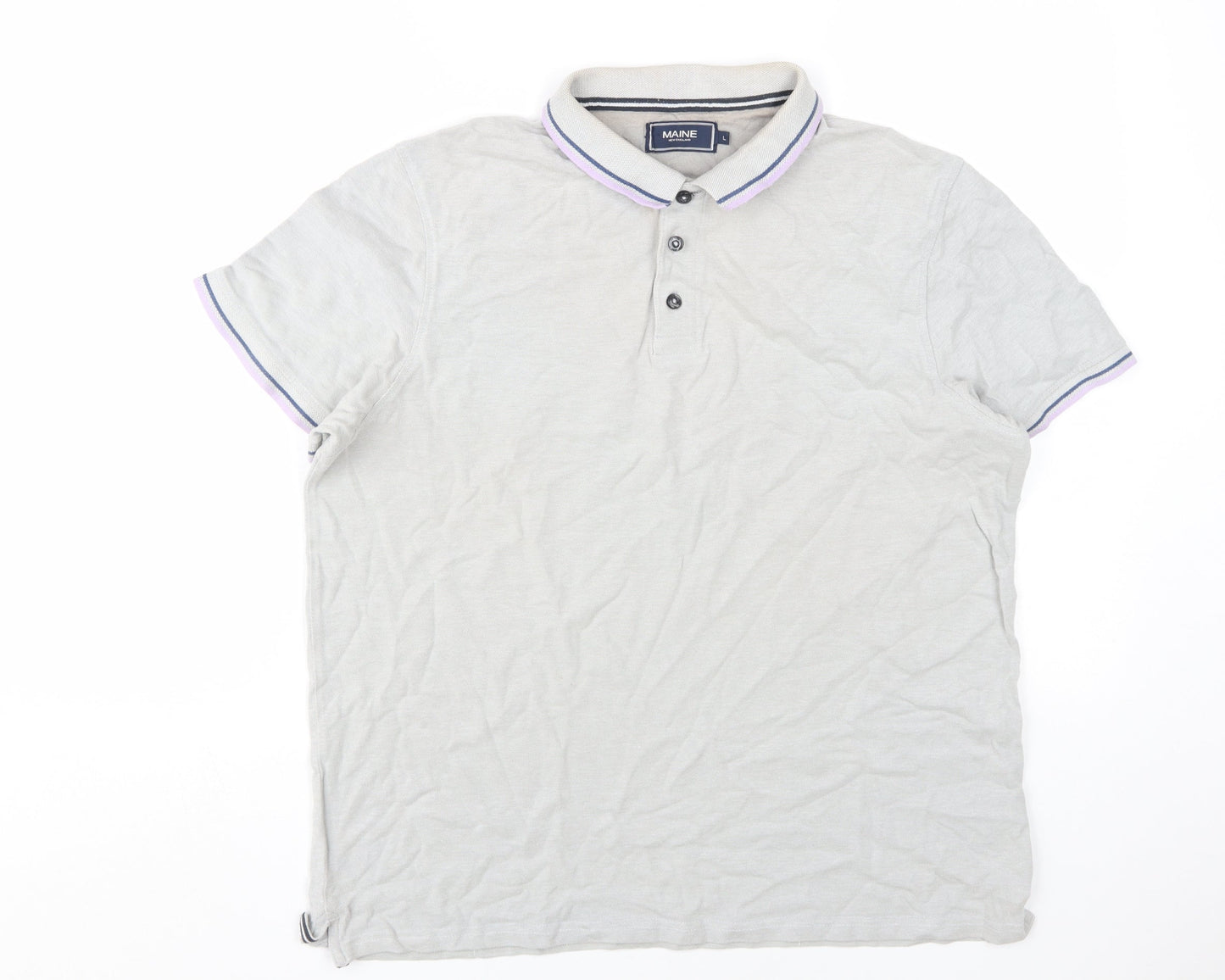 Maine New England Men's Beige Polo Shirt L