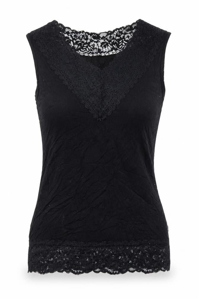 Post Card Women Black Sleeveless Basic Top