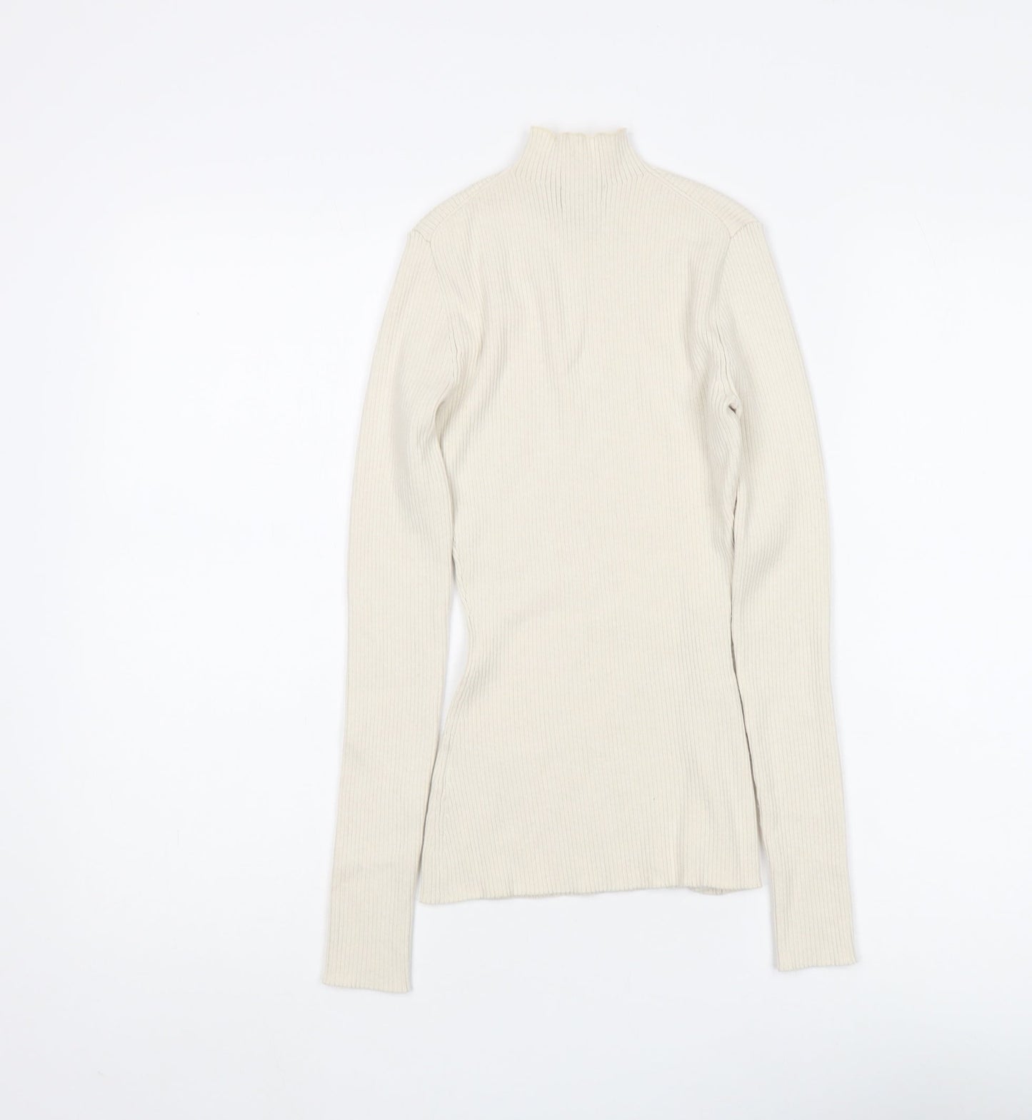H&M Women's Beige Slim Fit Mock Neck Pullover - Size S