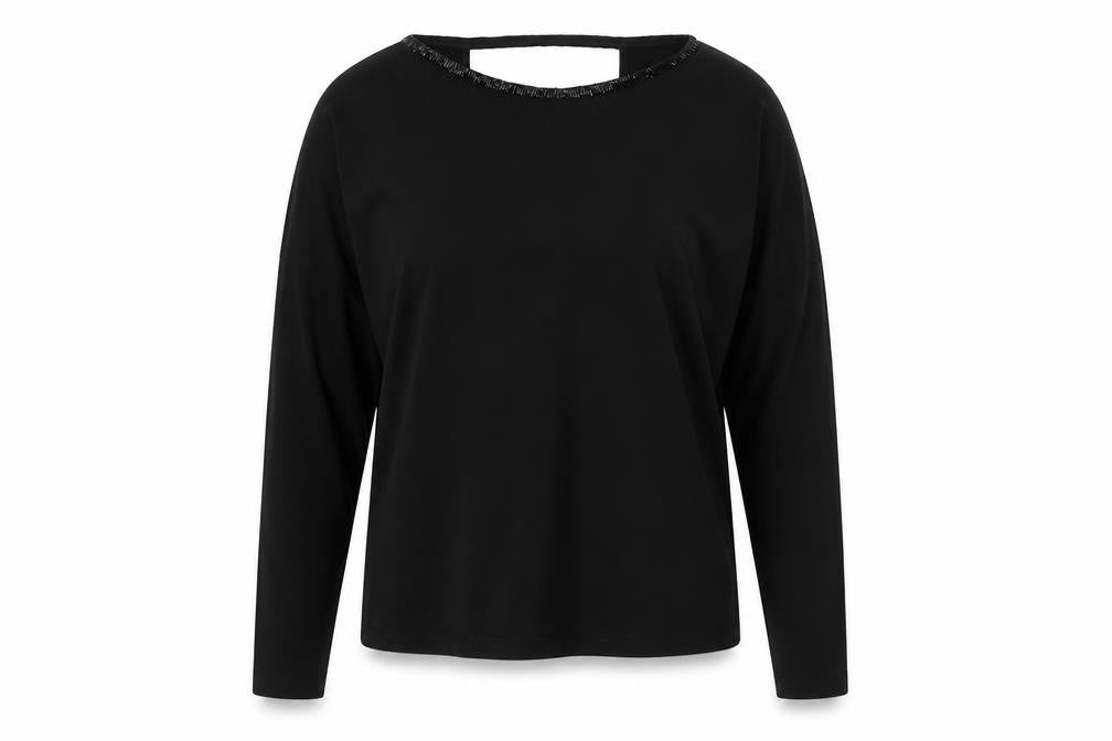 Religion Women's Black Beaded Wrap Blouse, Size S