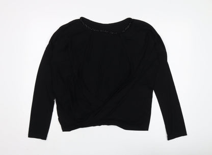 Religion Women's Black Beaded Wrap Blouse, Size S