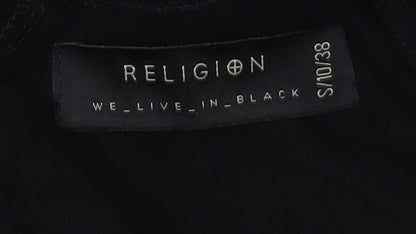 Religion Women's Black Beaded Wrap Blouse, Size S