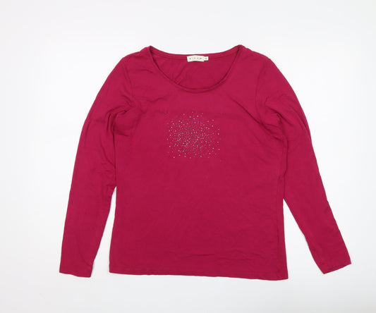 Micha Women's Red Long Sleeve Studded Blouse