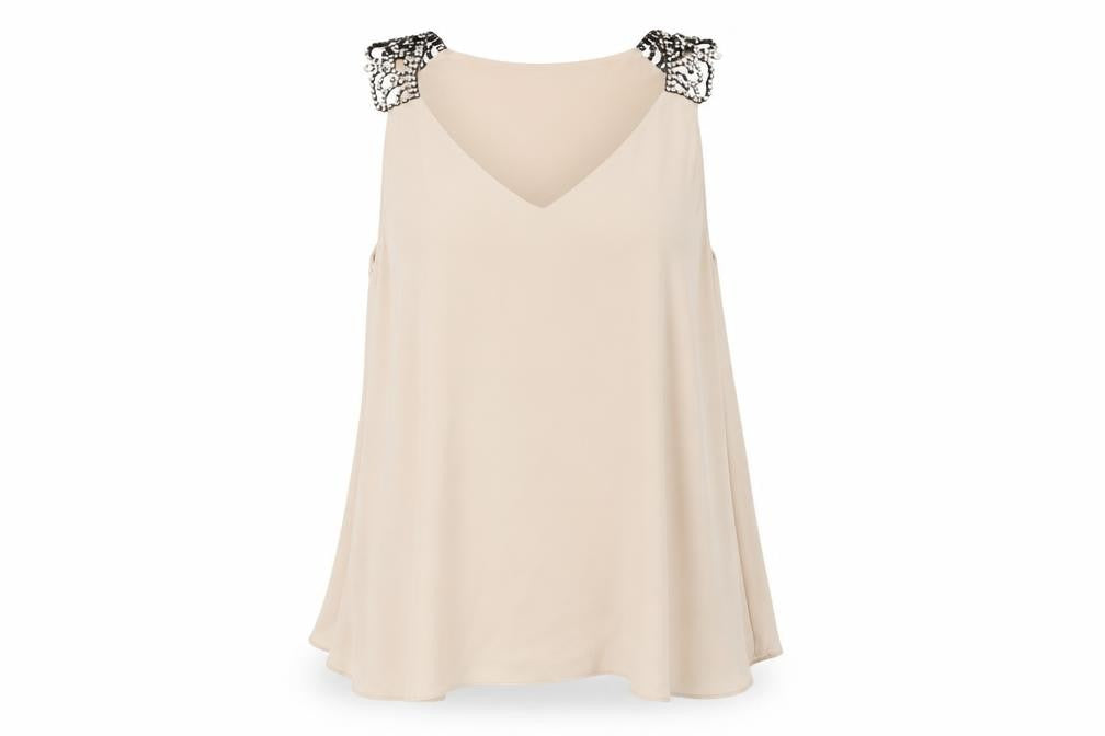 River Island Women's Beige V-Neck Tank Top
