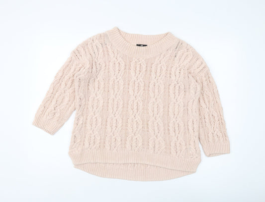 H&M Women's Beige Cable-Knit Pullover Jumper XS