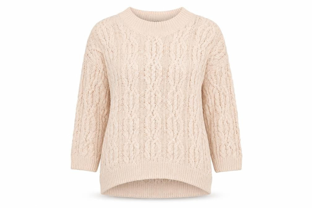 H&M Women's Beige Cable-Knit Pullover Jumper XS