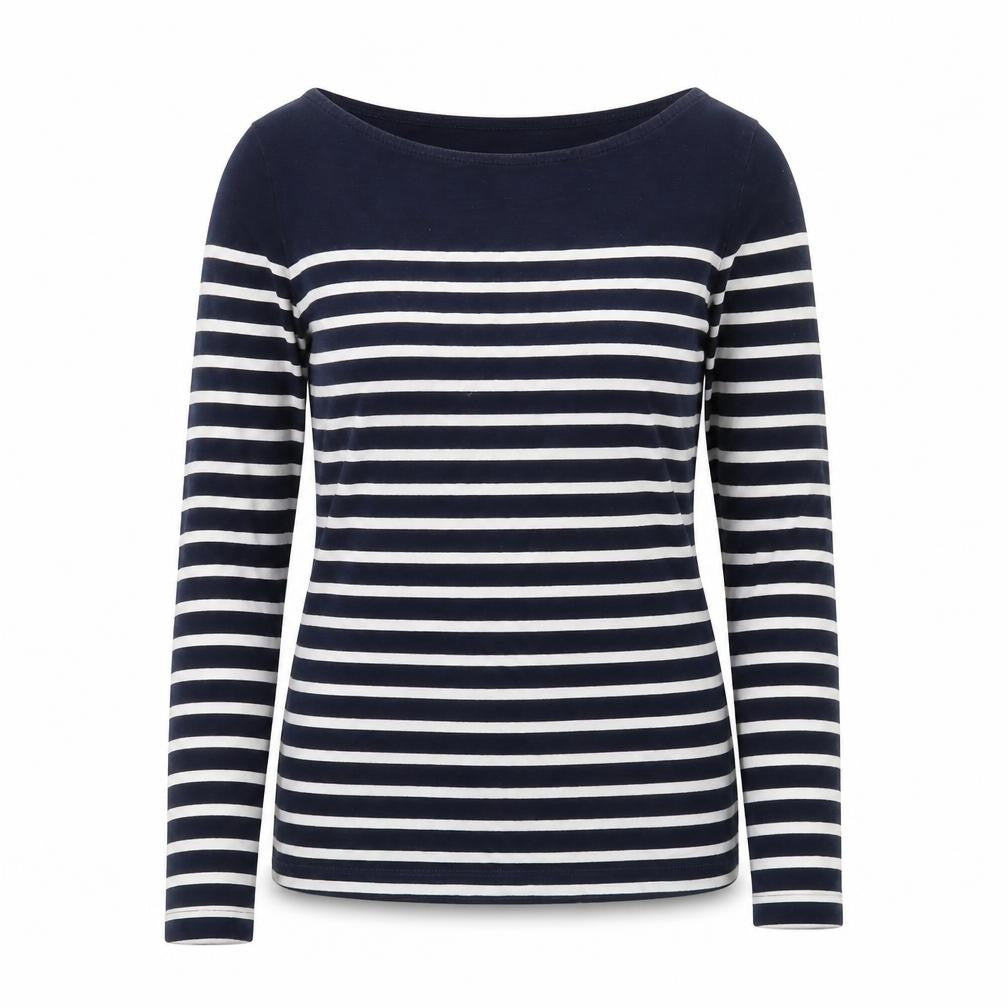 H&M Women's Black Striped Boat Neck Jersey T-Shirt Size 8
