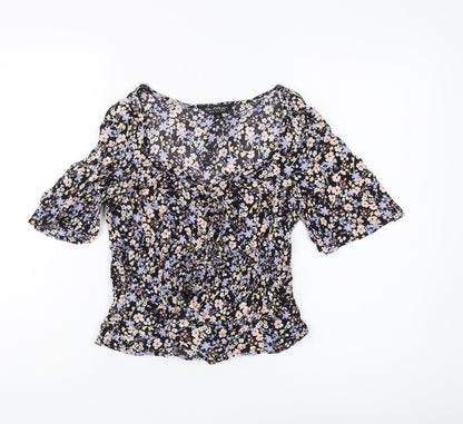 Additional front view of Miss Selfridge Women's Floral Cropped Blouse, size 10