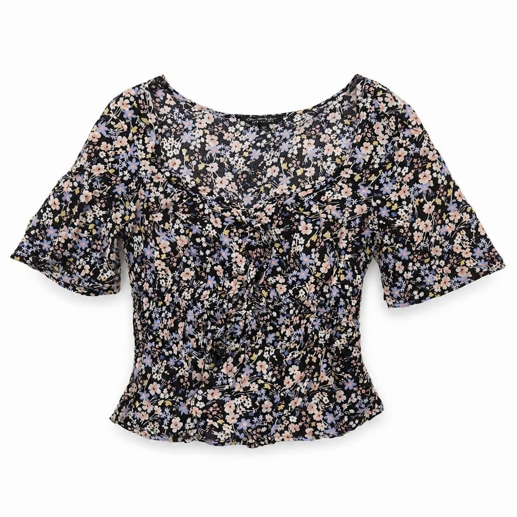 Miss Selfridge Women's Floral Cropped Blouse, Size 10