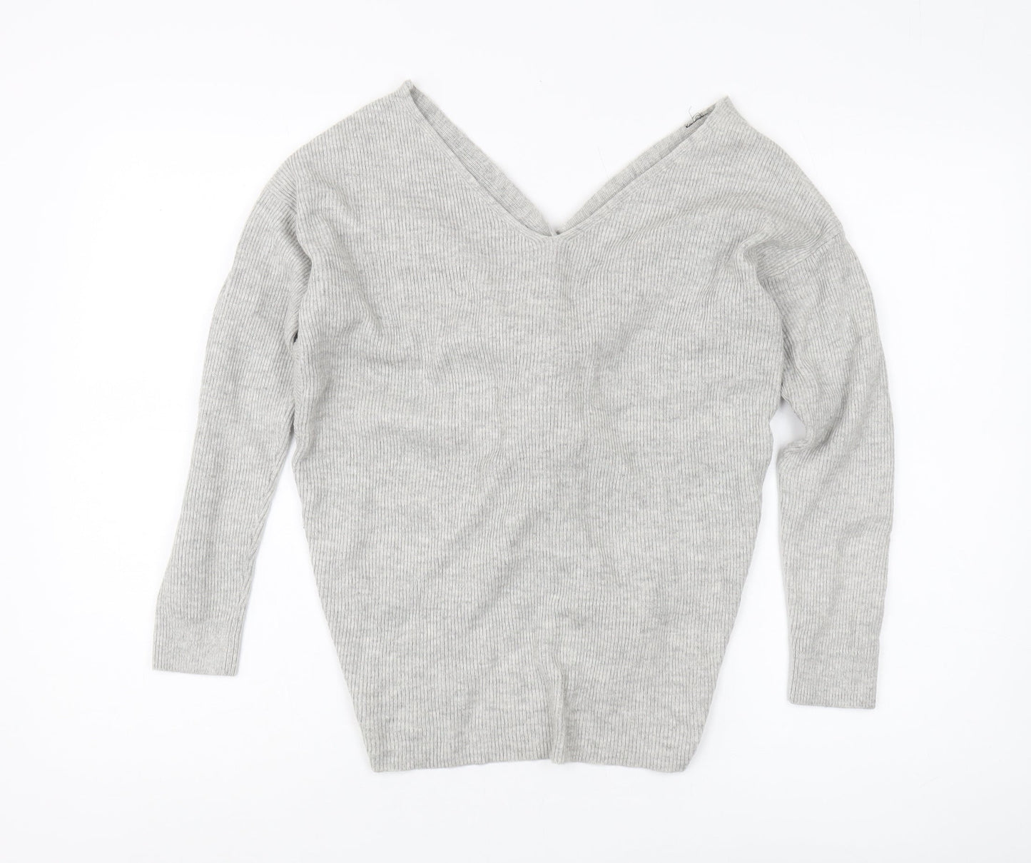 Topshop Women's Grey V-Neck Pullover Jumper Size 6