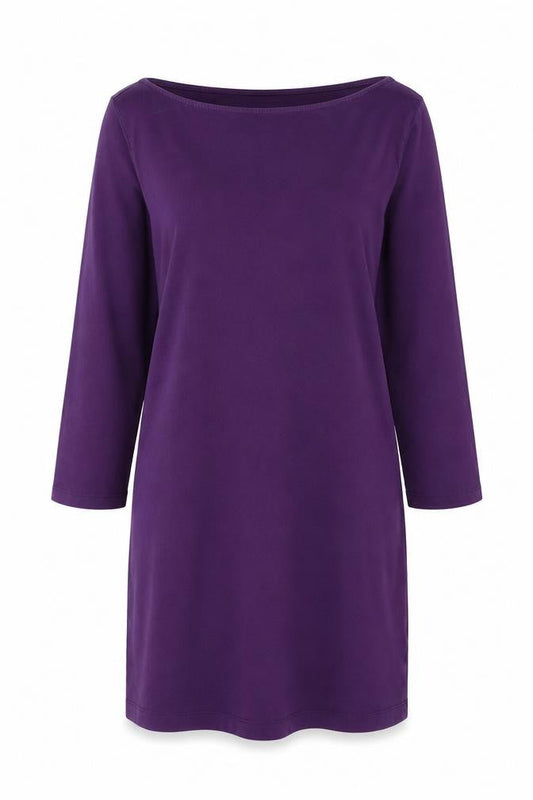 H&M Women's Purple Shift Dress L Casual Boat Neck