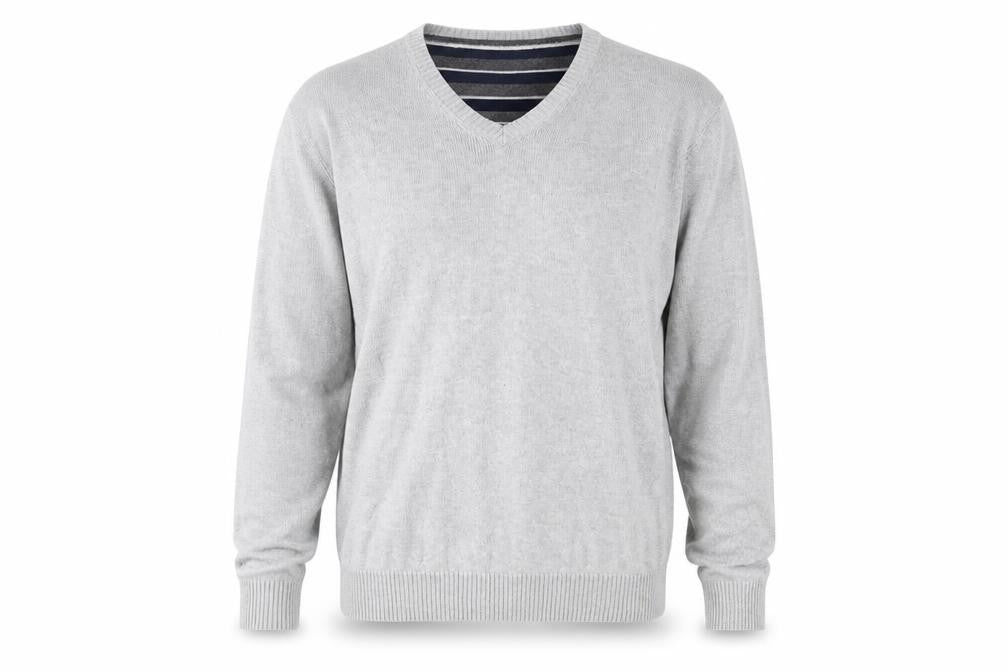 Marks & Spencer Men's Grey V-Neck Pullover Jumper