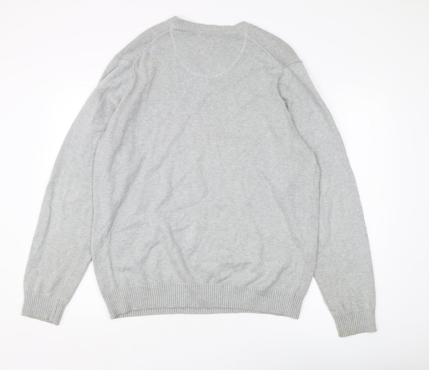 Marks and Spencer Men's Grey V-Neck Pullover Jumper