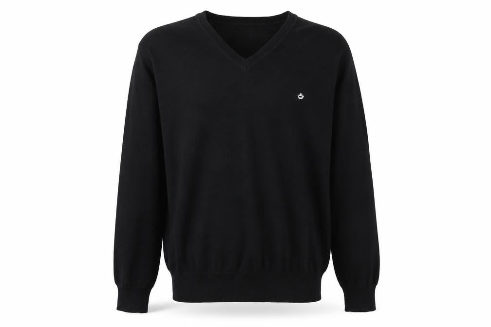Vintage King Men's Black V-Neck Pullover Jumper L
