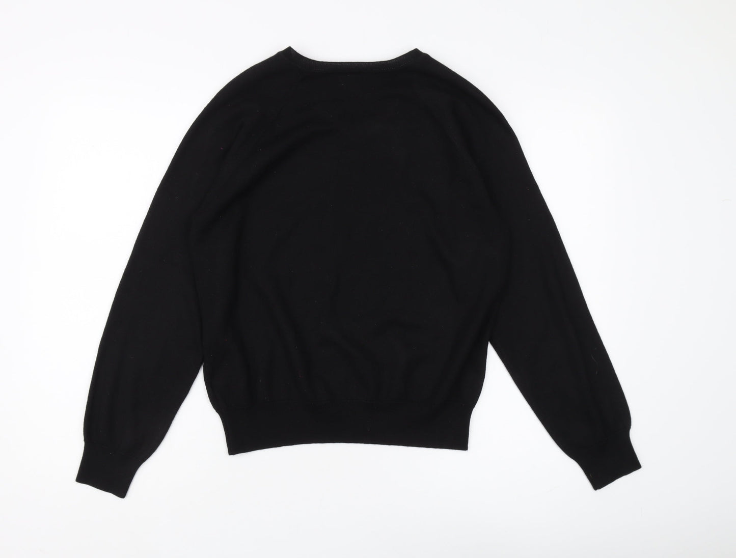 Vintage King Men's Black V-Neck Pullover Jumper L