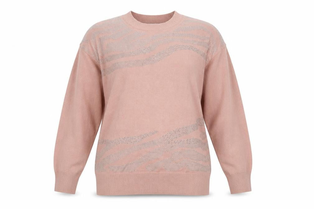 Next Women's Pink Pullover Jumper, M, Crew Neck, Studded