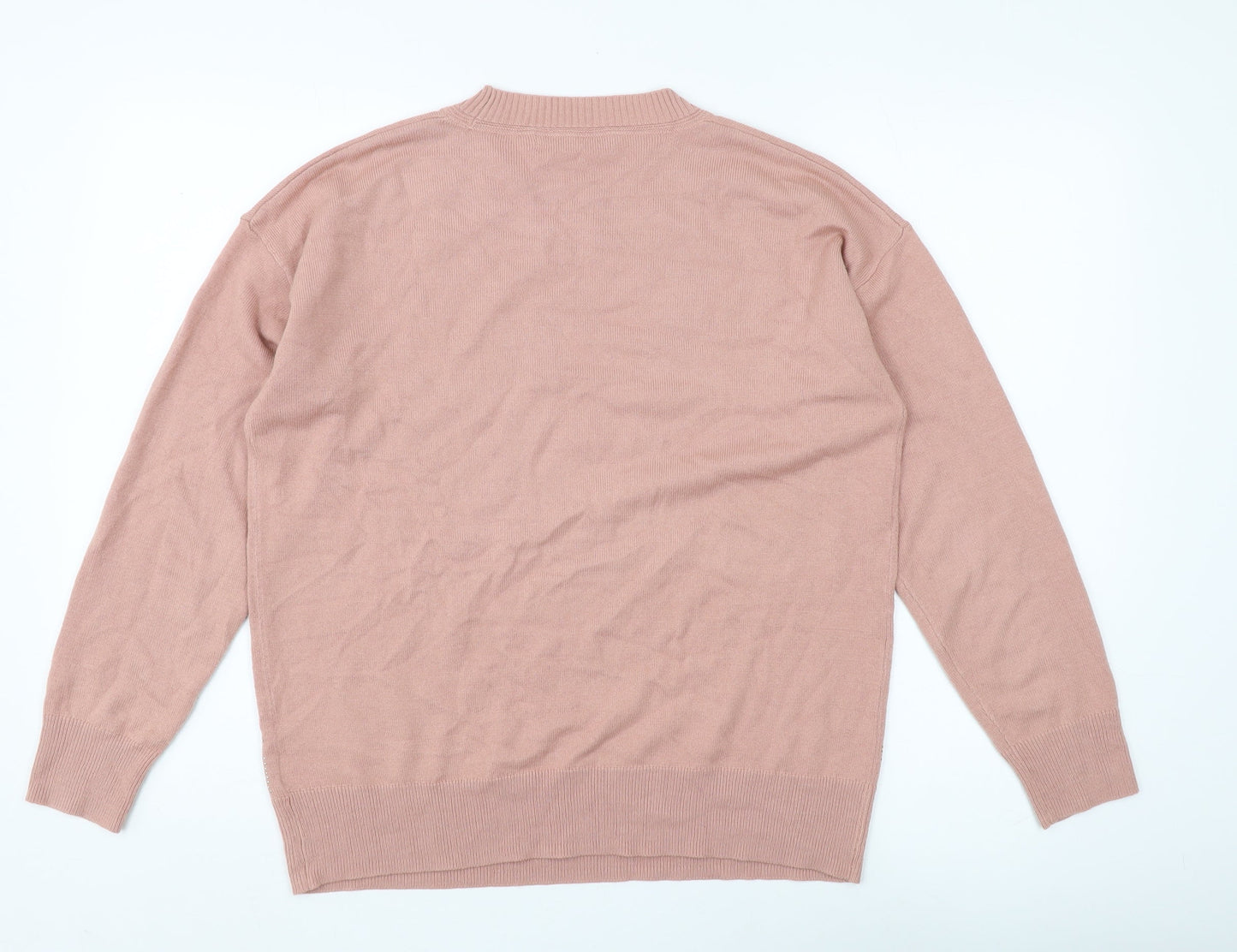 Next Women's Pink Pullover Jumper, M, Crew Neck, Studded