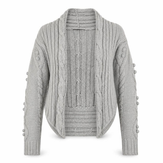 Marks & Spencer Women's Grey Cable-Knit Cardigan, Size 6