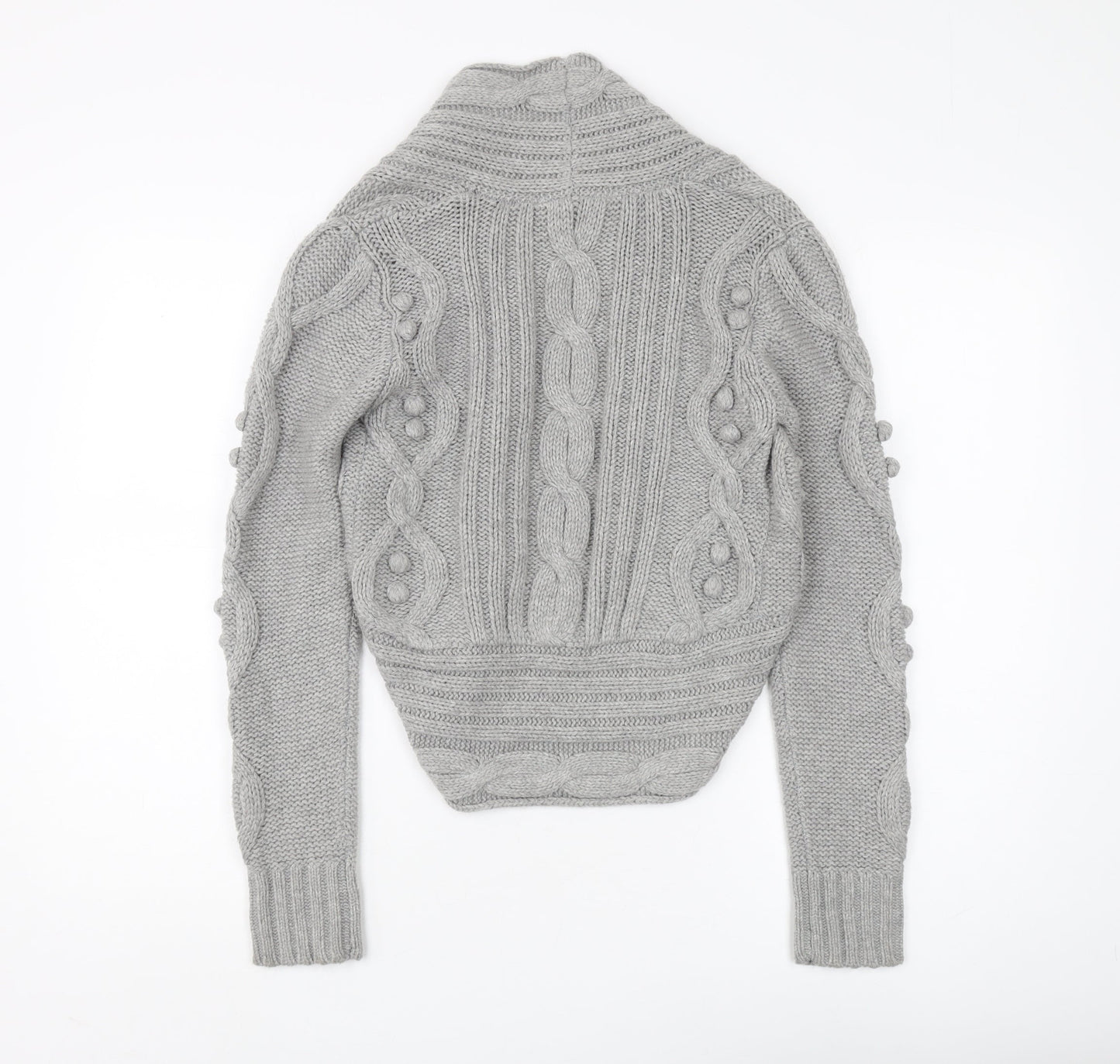 Marks & Spencer Women's Grey Cable-Knit Cardigan, Size 6