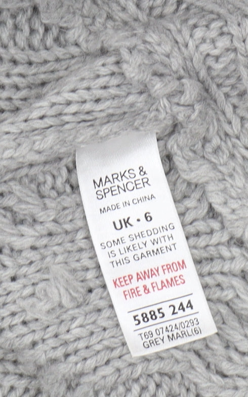 Marks & Spencer Women's Grey Cable-Knit Cardigan, Size 6