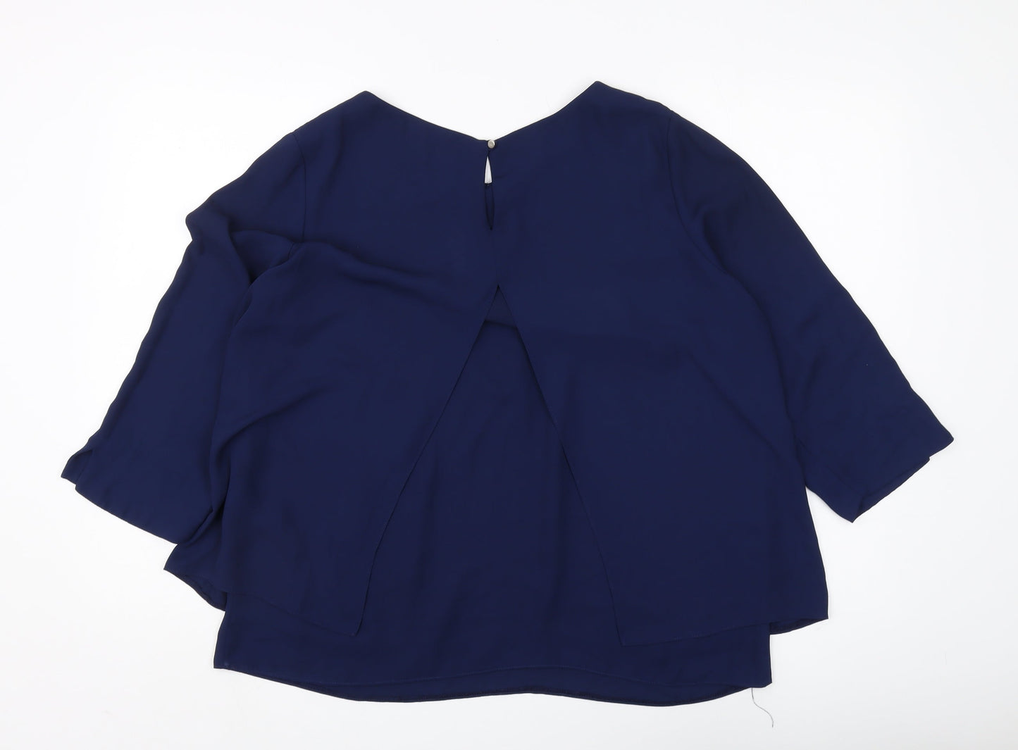 Wallis Women's Blue Blouse Size 14 3/4 Sleeve Casual