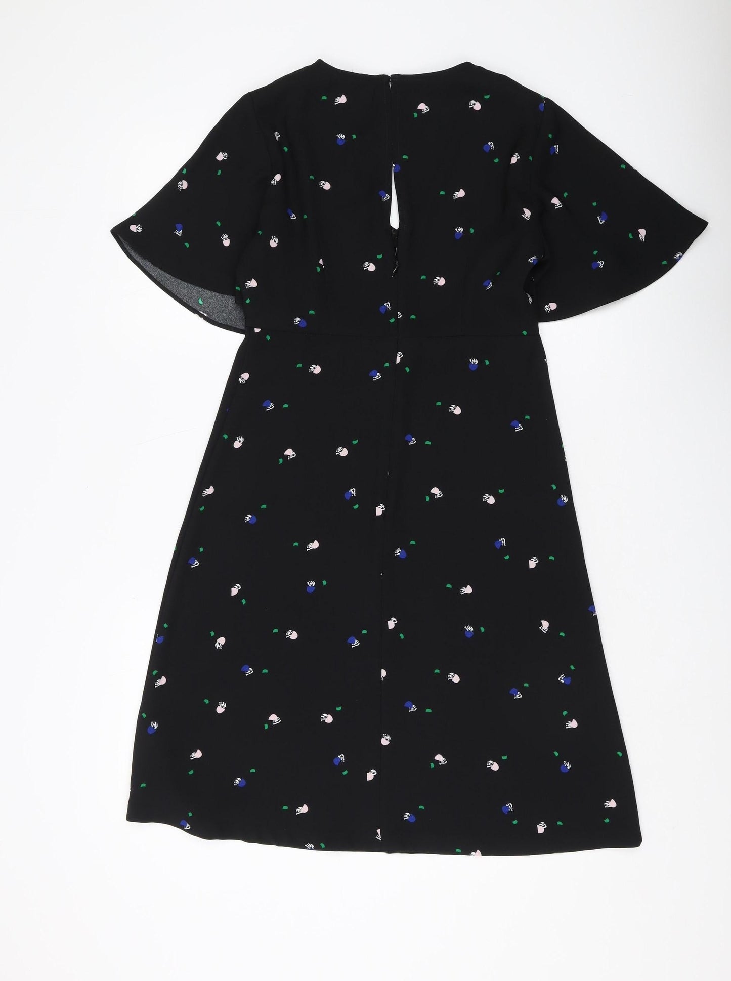 Marks and Spencer Women's Black Floral A-Line Dress, Size 8