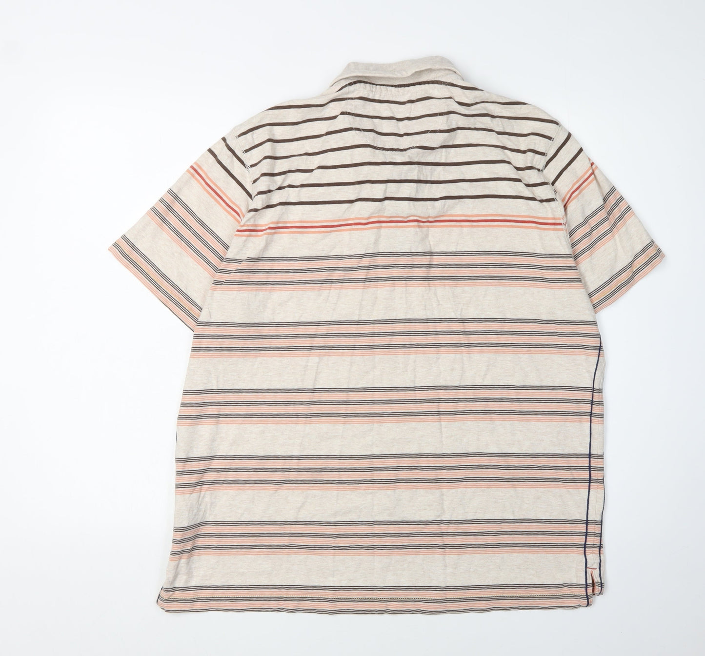Marks and Spencer Men’s Beige Striped Polo Shirt L