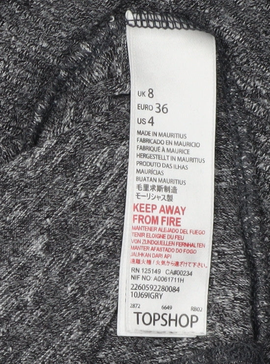 Topshop Women's Grey Bodycon Dress, Size 8