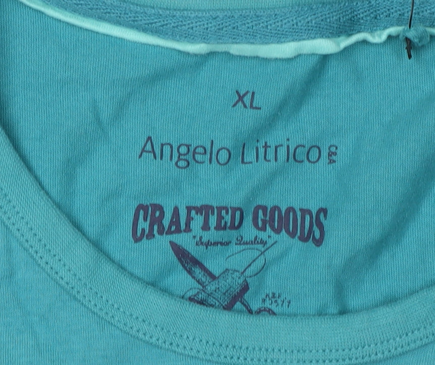 Angelo Litrico Men's Blue Graphic Print T-Shirt XL