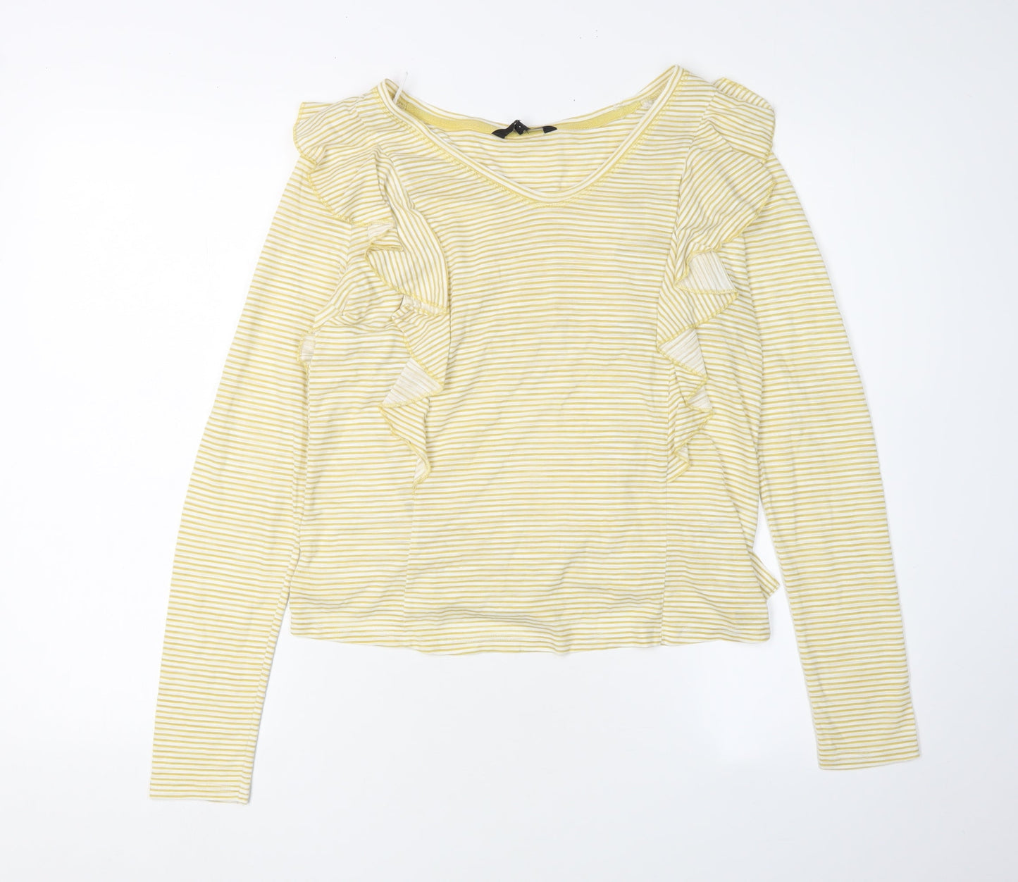 Next Women's Yellow Striped Ringer T-Shirt, Size 8