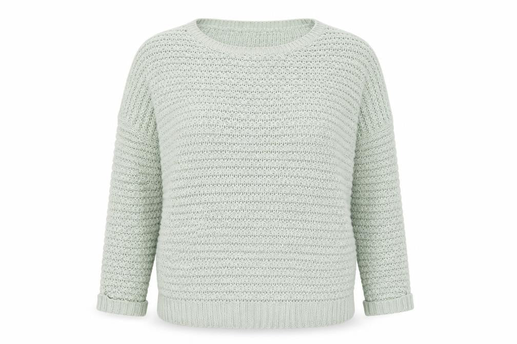 Warehouse Women's Green Open-Knit Pullover, Size 14