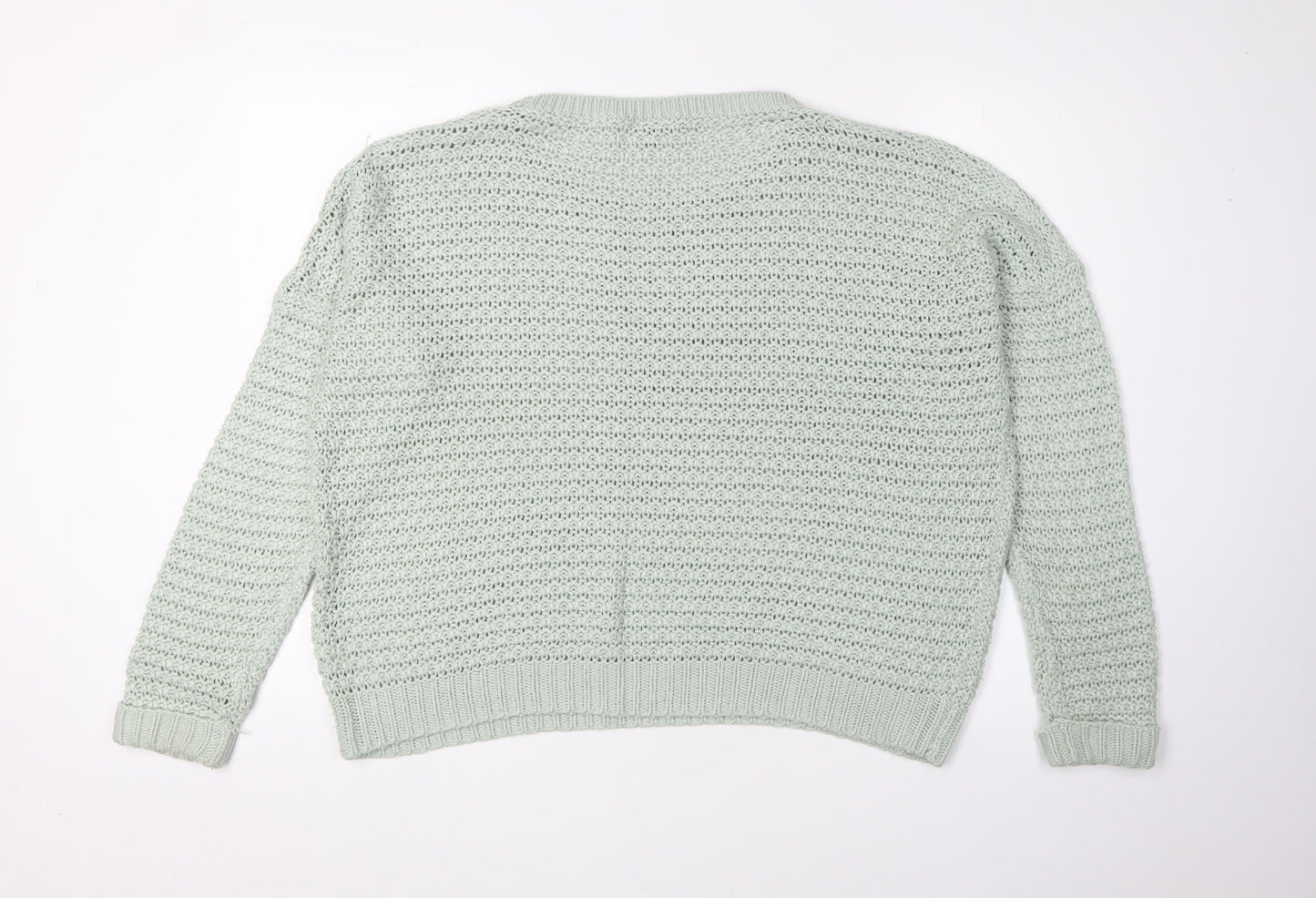 Warehouse Women's Green Open-Knit Pullover, Size 14