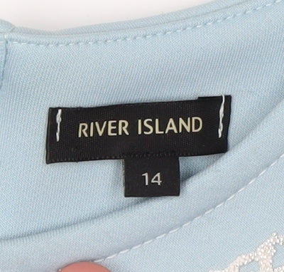 River Island Women's Blue Bodycon Dress Size 14