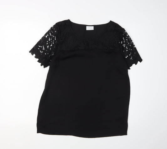 Vila Women's Black Lace Blouse, Size S, Casual Style